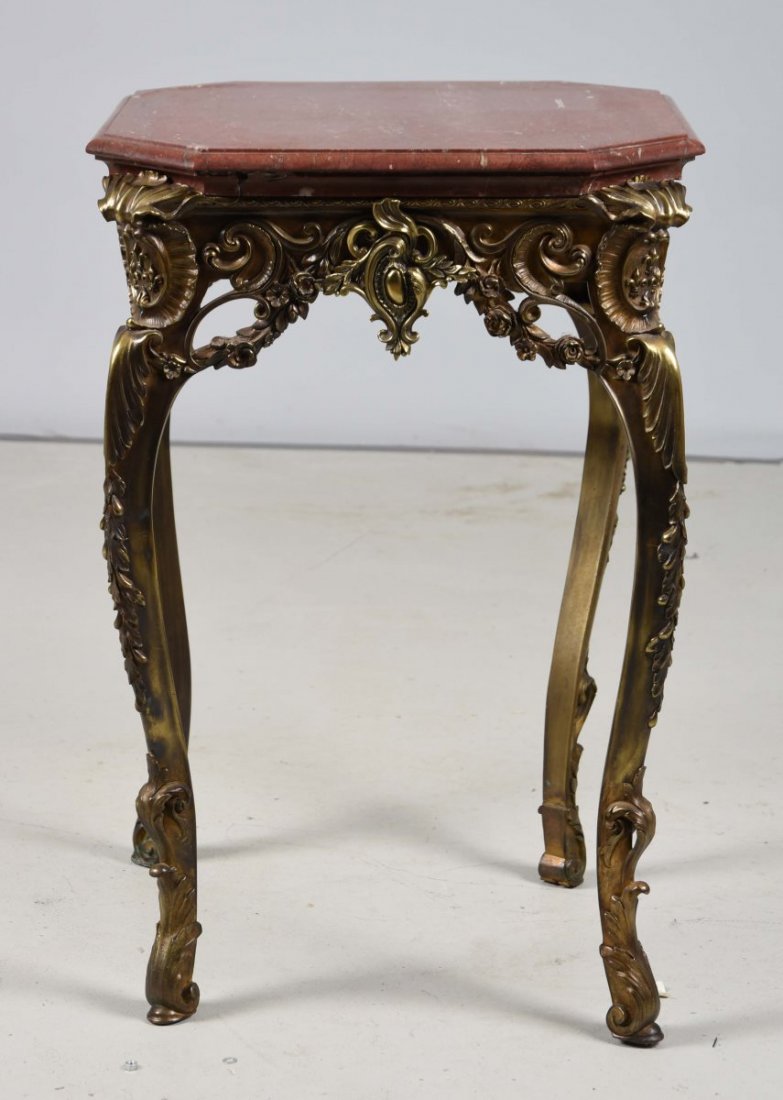 Antique Bronze with Marble Top Table. (1 of 2)