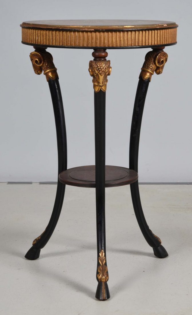 Very Ornate Small Table with Ram Head Motif. (1 of 2)