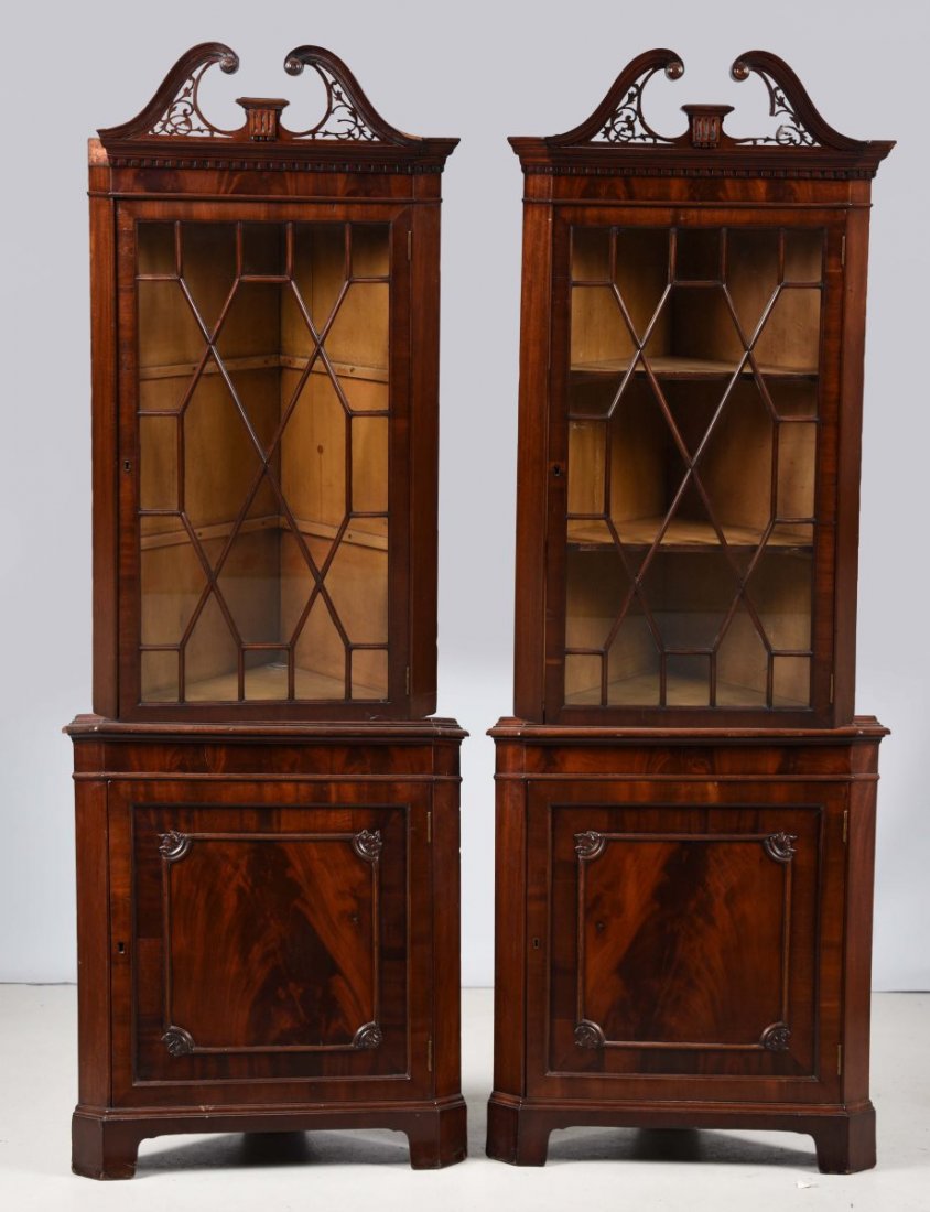 Pair of English 19th C. Mahogany Corner Cabinets. (1 of 1)