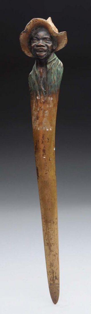 Figural African American Boy Bronze Letter Opener. (1 of 3)