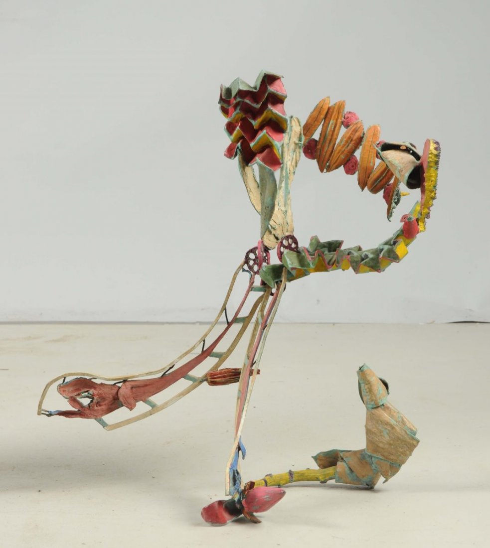 Nancy Graves (1940-1995) Sculpture.: Painted in many colors. Fabricated numerous pieces of scrap metal. Very interesting piece. (Auction Record High for Nancy Graves: Sotheby's New York 5/5/1994 $46,000.00) Condition (Excellent). Size 31
