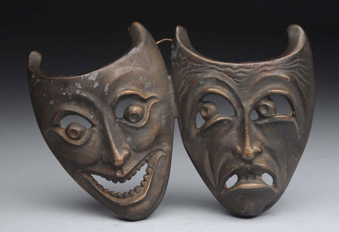 Bronze Comedy & Tragedy Masks. (1 of 2)