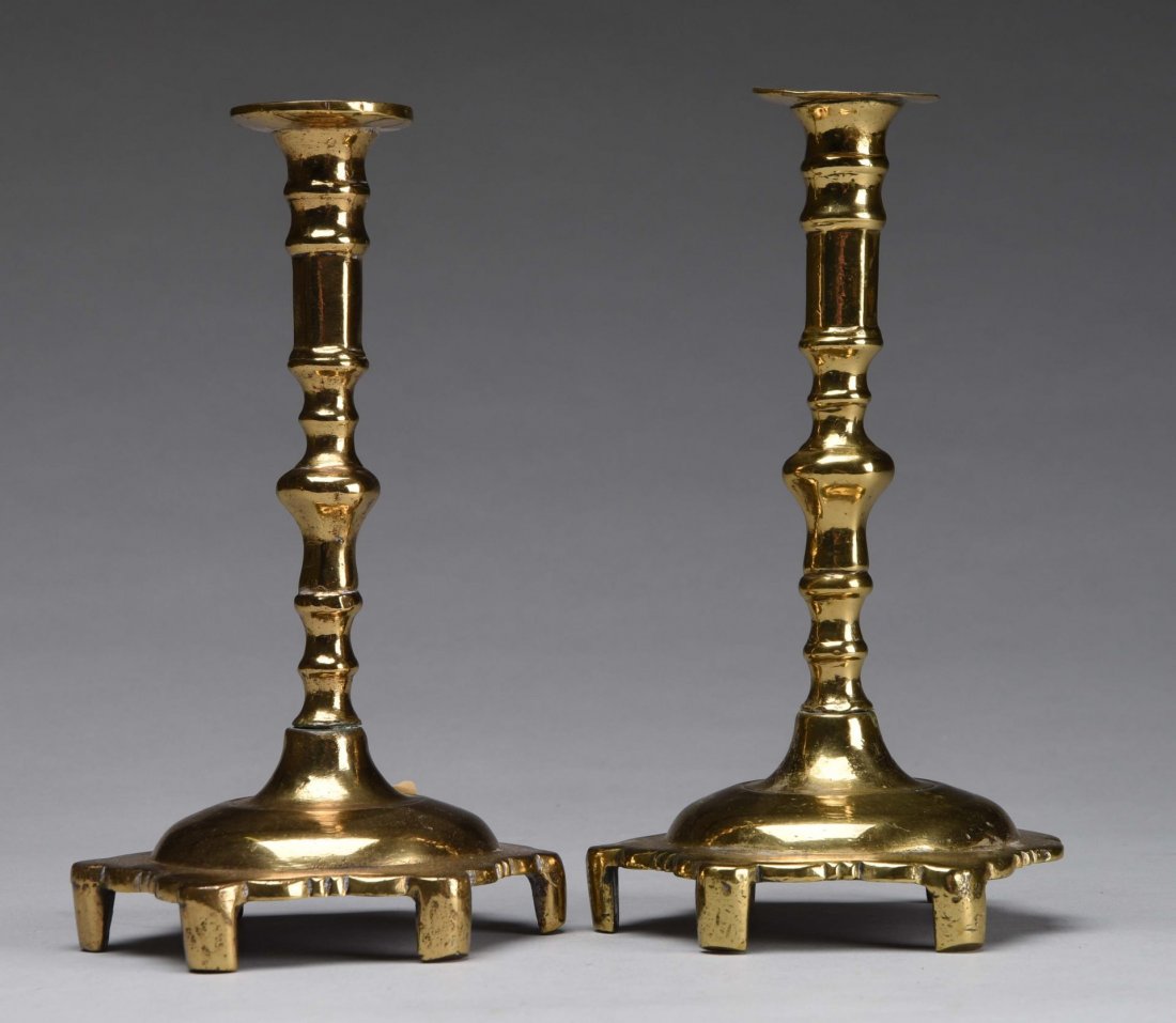 Lot of 2: Antique English Brass Candlesticks. (1 of 1)