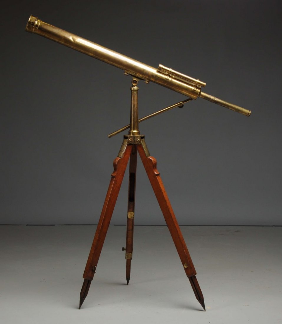 Large 19th Century Brass Telescope with Stand. (1 of 2)