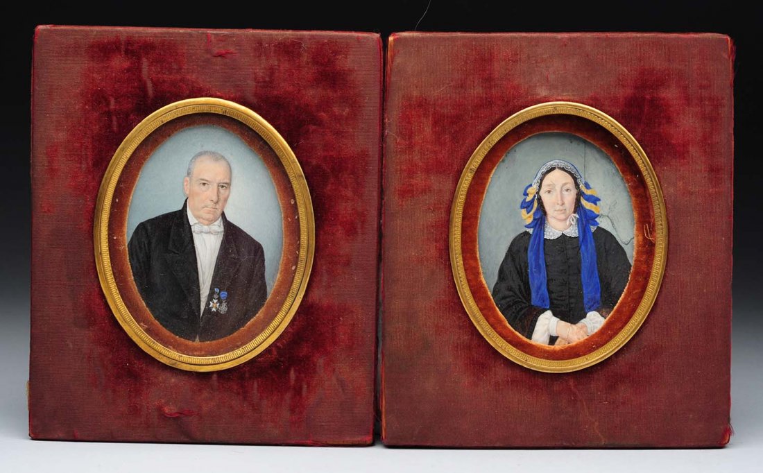 Lot Of 2: Miniature Portraits On Ivory (1 of 3)