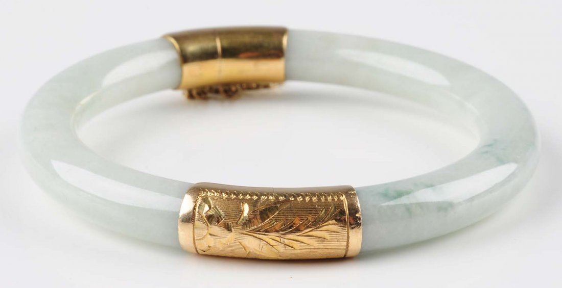 Gold & Jade Bangle Bracelet. (1 of 3)