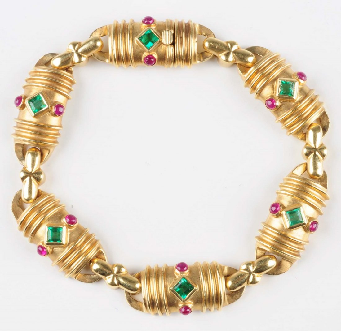 Emerald & Ruby Gold Bracelet. (1 of 3)