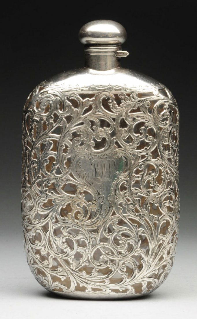 Silver Overlay Flask. (1 of 3)
