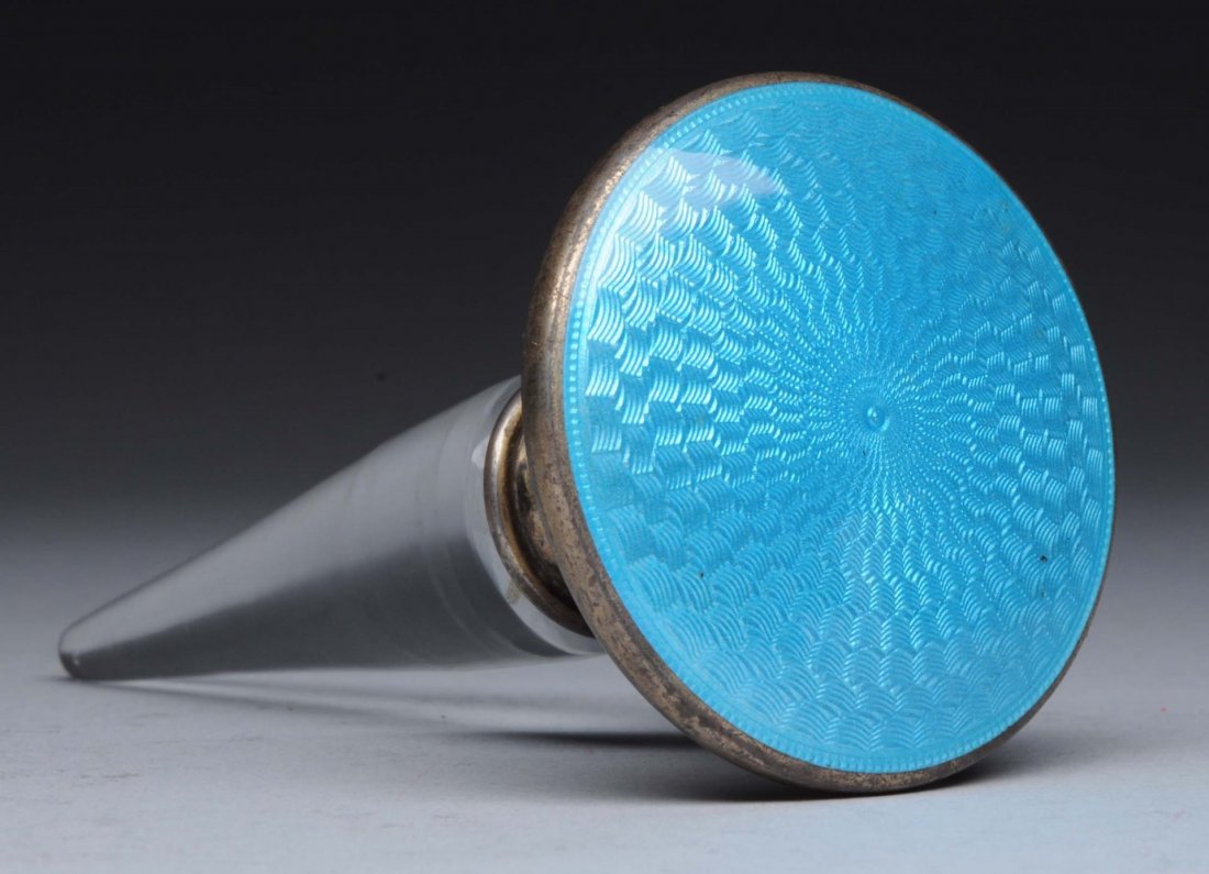 Bottle Stopper with Enameled Metal Top. (1 of 3)