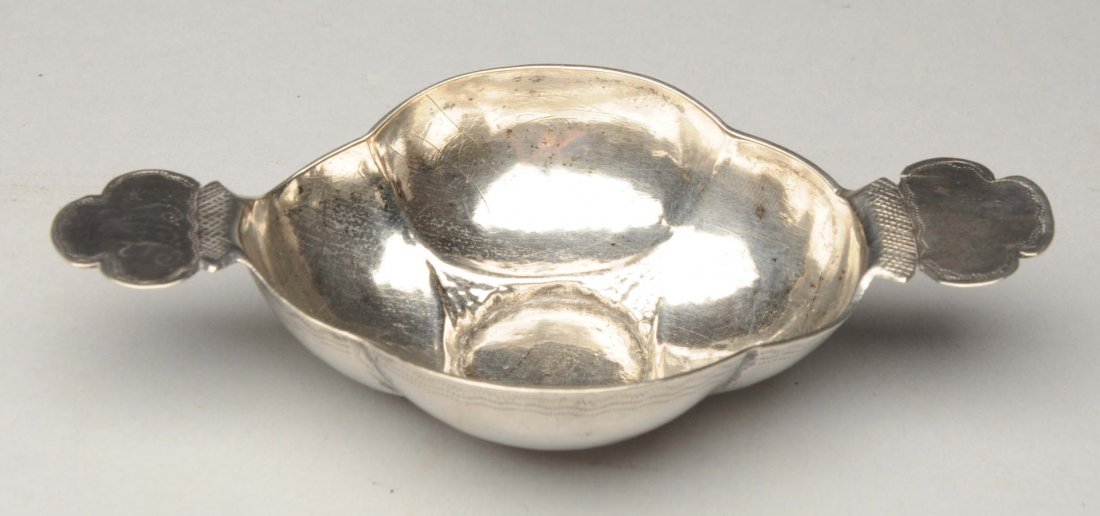 Early Continental Silver Wine Taster.: No marks. Monogrammed on one handle. Great early little taster. Condition (Excellent).