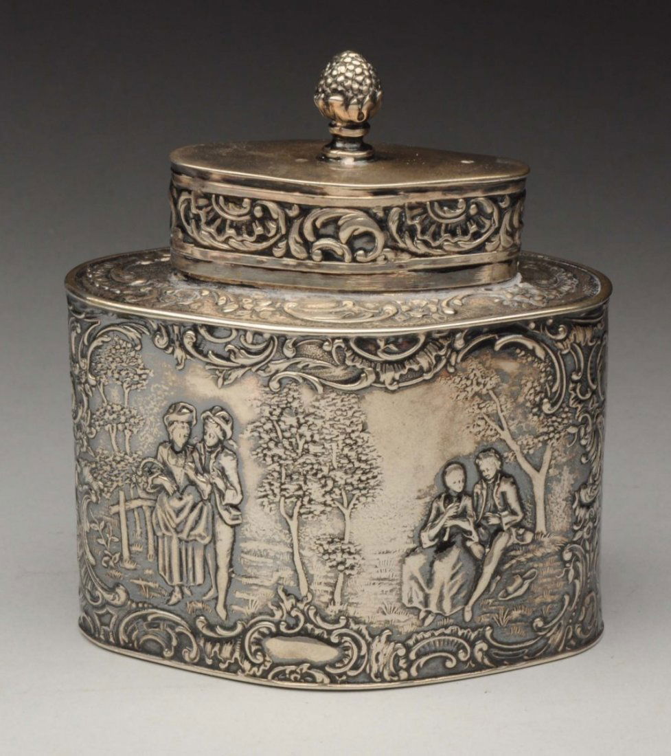 Continental 800 Sterling Silver Tea Caddy. (1 of 4)