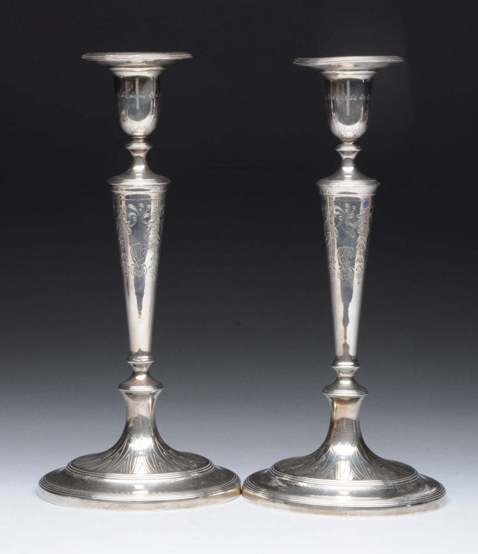 Pair of Tiffany Sterling Candlesticks. (1 of 4)