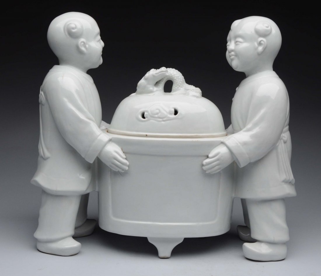 Chinese Blanc De Chine Figural Incense Burner. (1 of 3)