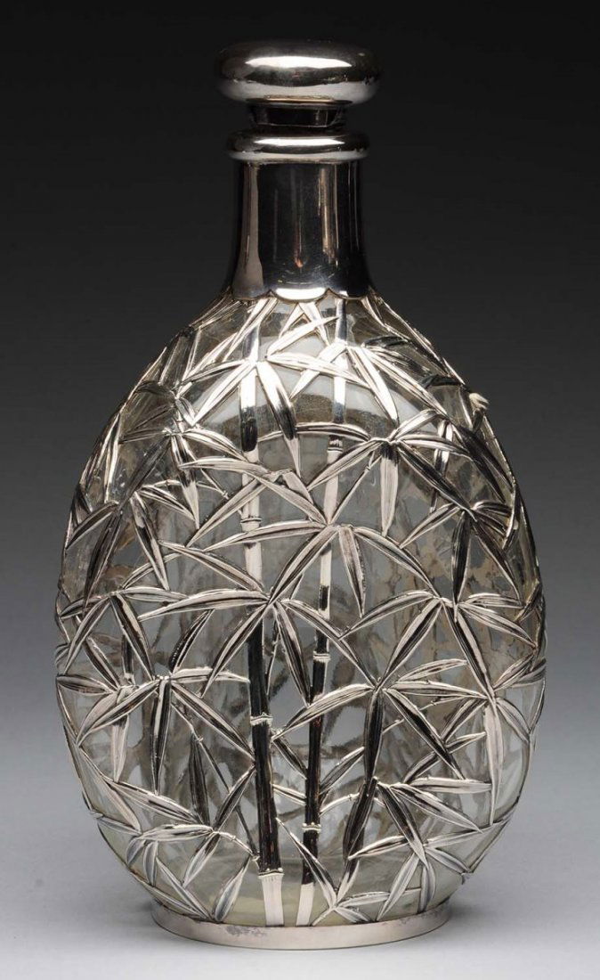 Chinese Silver Overlay Decanter. (1 of 4)