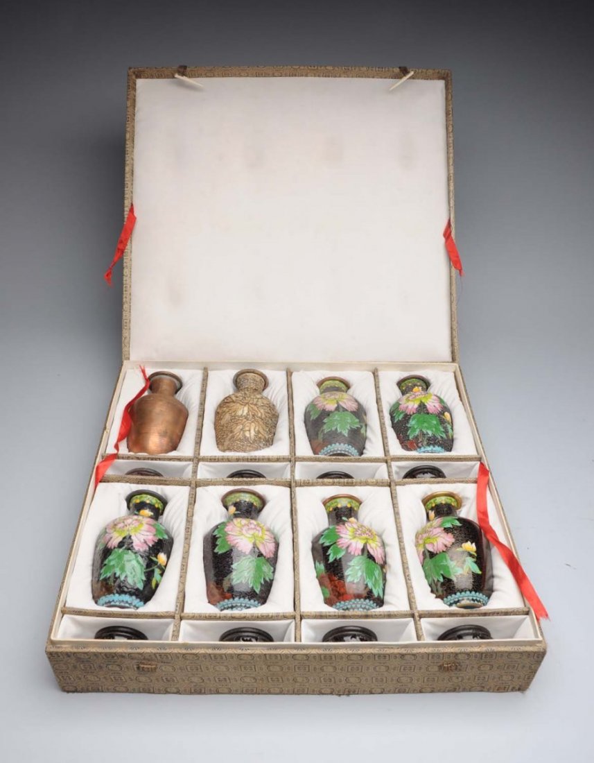 Chinese Presentation Set of Cloisonne Vases. (1 of 1)
