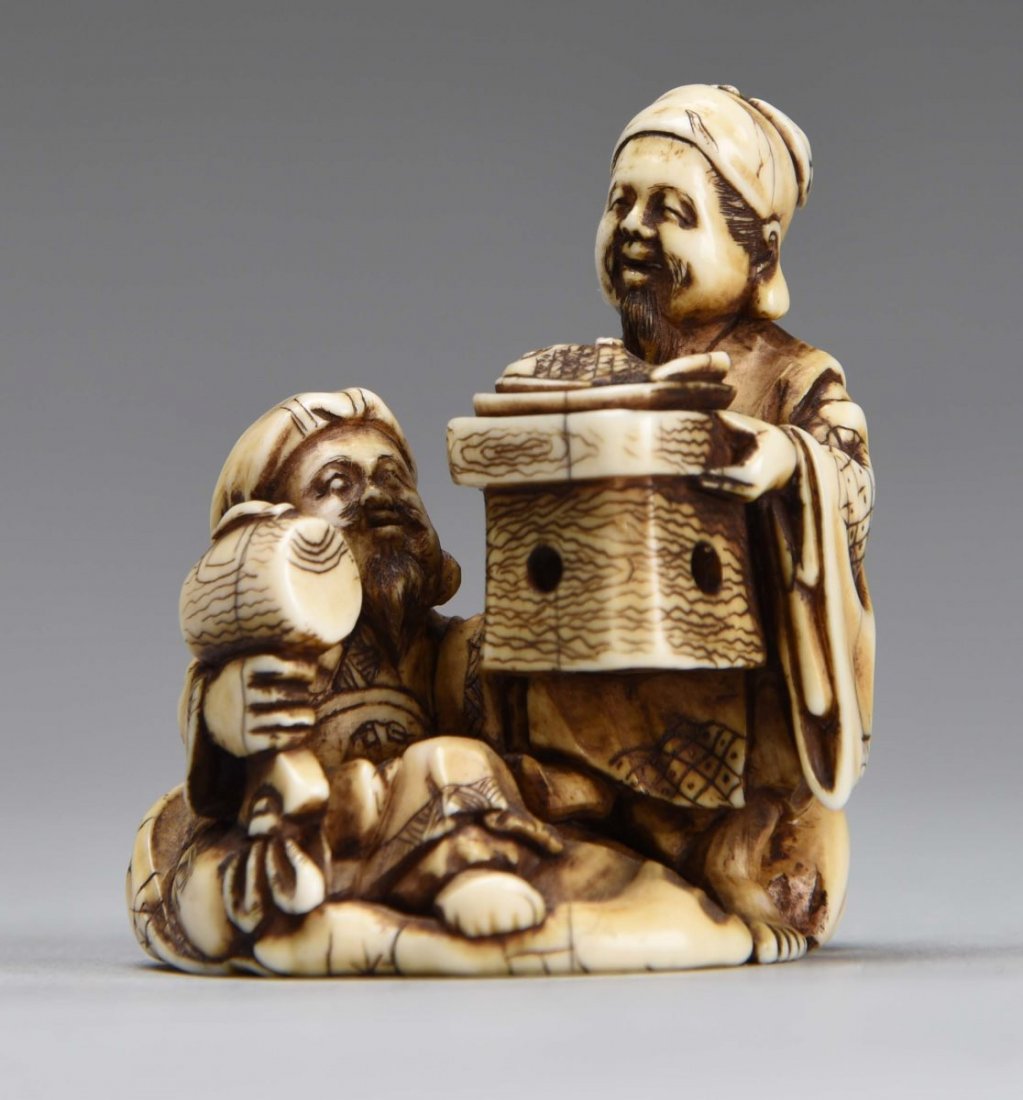 Early Japanese Ivory Netsuke Men. (1 of 1)