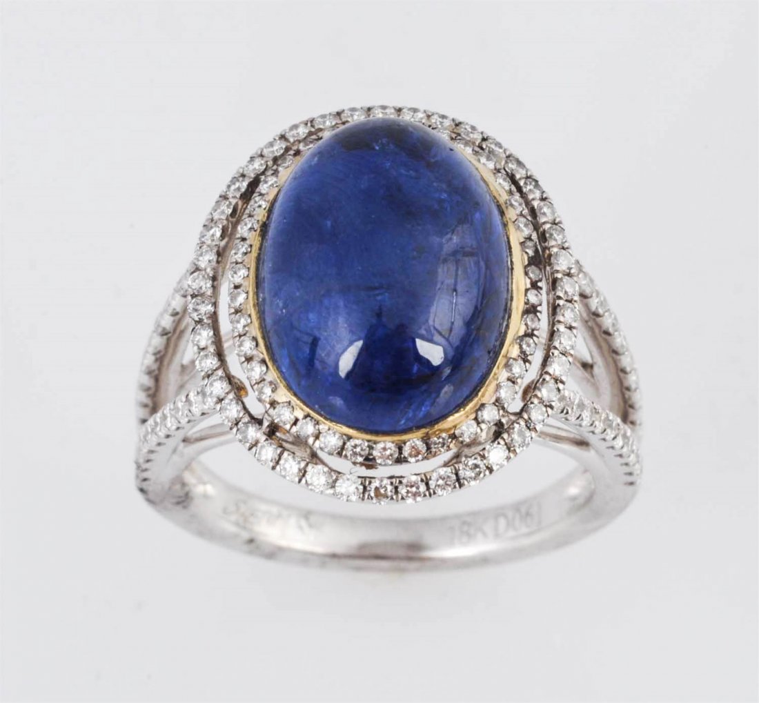 7.98 ct. No Heat Burma Cabochon Sapphire Ring. (1 of 7)