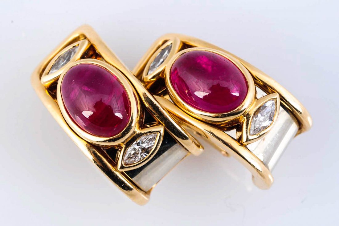 Marina B. Ruby & Diamond Earrings. (1 of 3)
