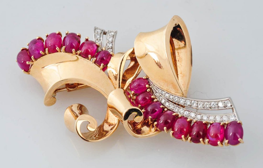 Trabert & Hoeffer Mauboussin No Heat Ruby Brooch. (1 of 2)
