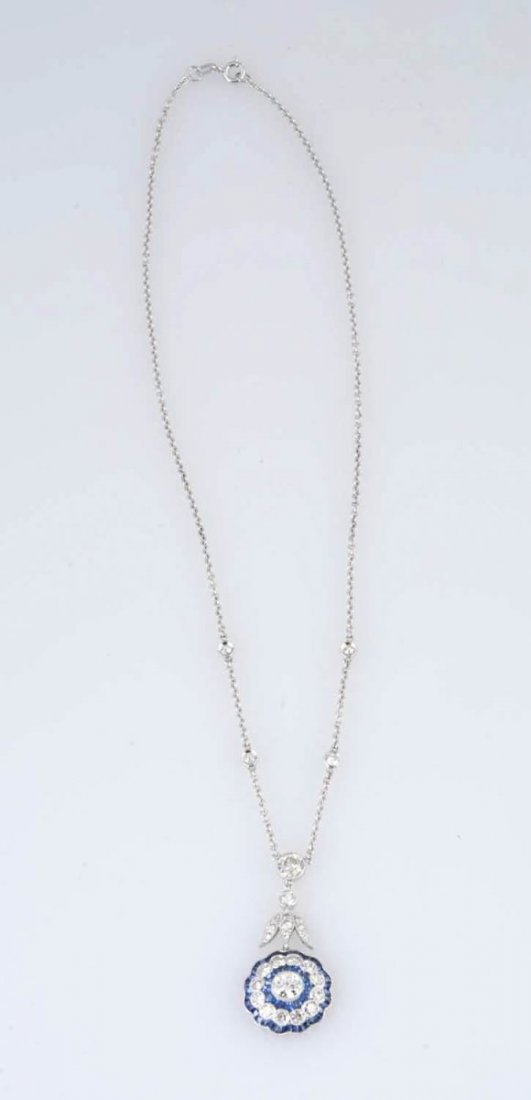 Diamond & Sapphire Pendant Necklace. (1 of 5)