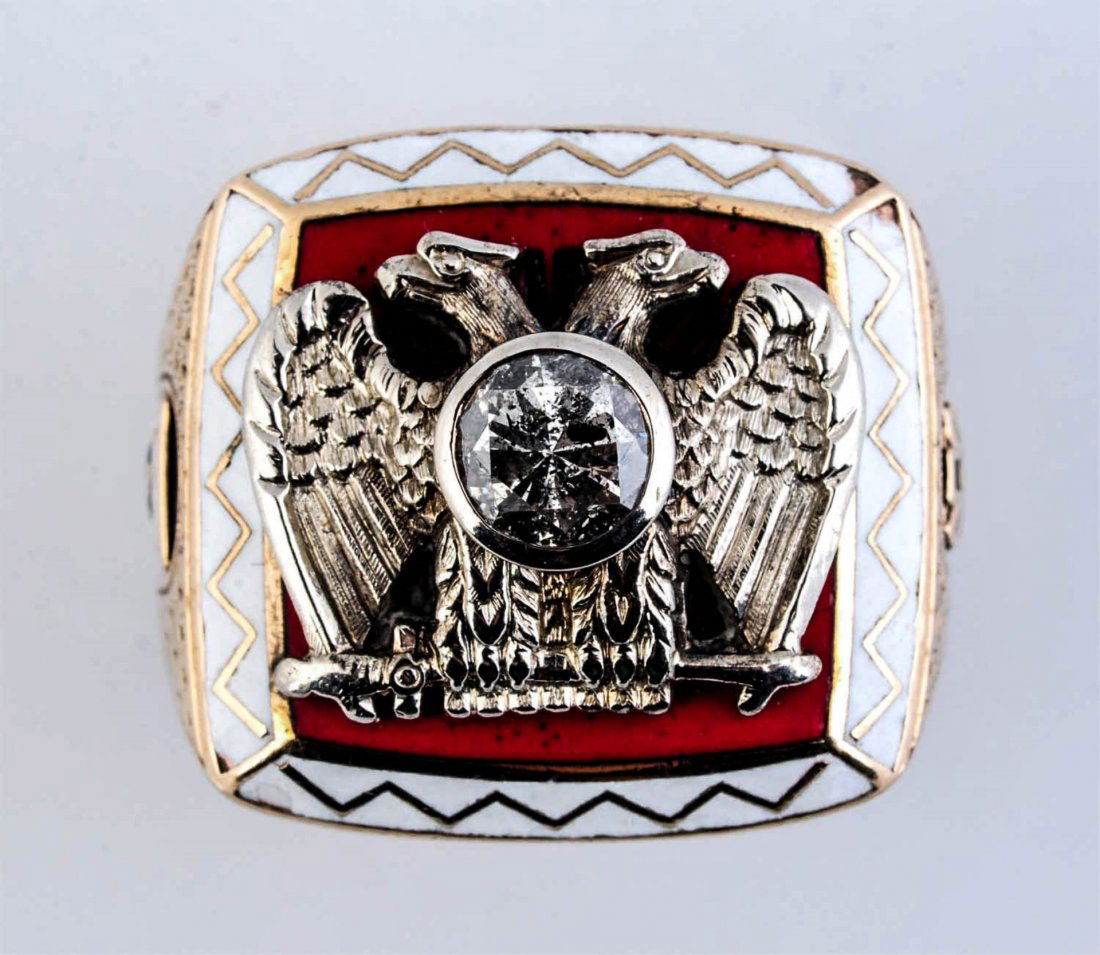 Gold Enamel & Diamond Monsonic Ring. (1 of 8)