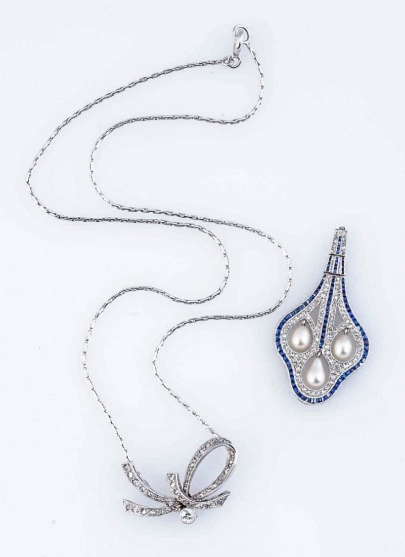Antique Diamond and Sapphire Pendent Necklace. (1 of 2)