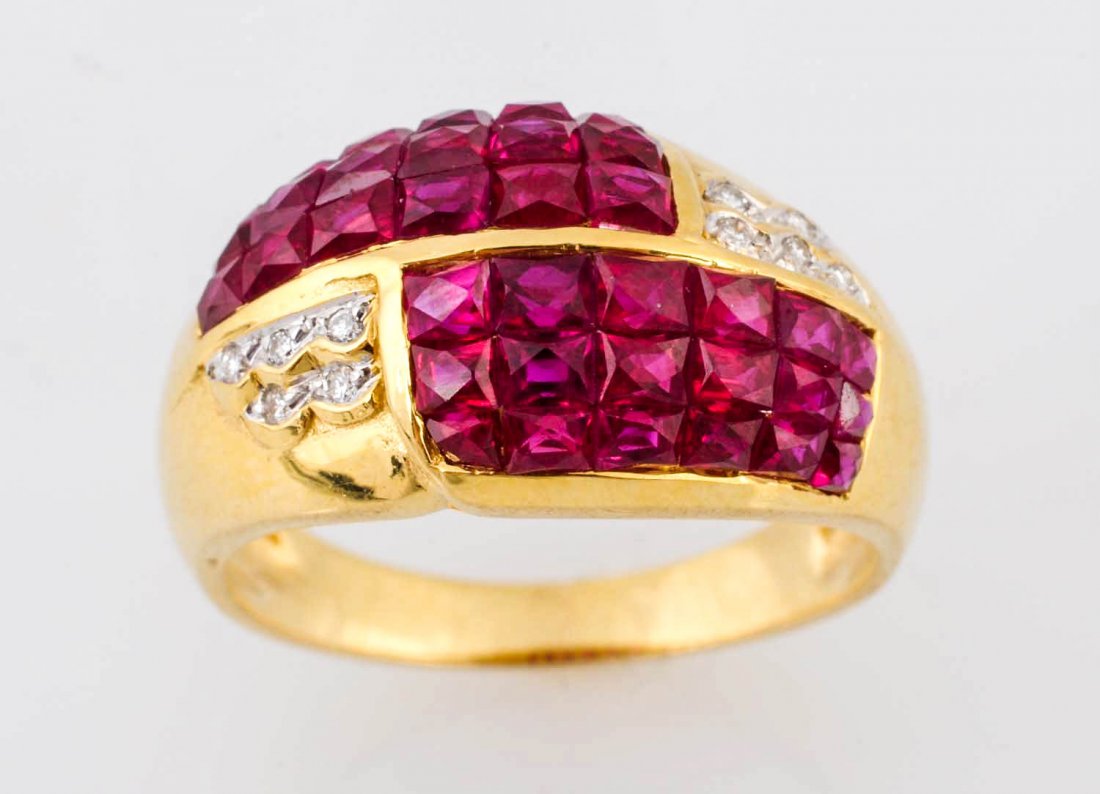 Invisible Set Ruby and Diamond Ring. (1 of 6)