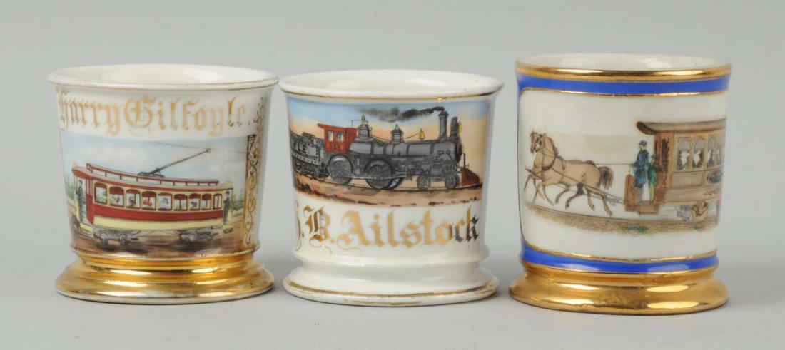 Lot Of 3: Transportation Occupation Shaving Mugs. (1 of 1)