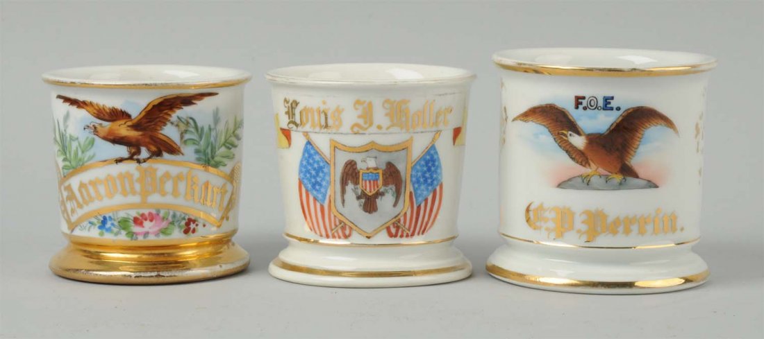 Lot Of 3: Shaving Mugs Depicting Eagles. (1 of 1)