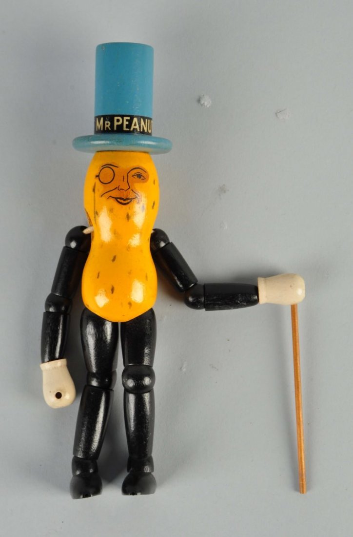 Mr Peanut Jointed Wooden Figure. (1 of 1)