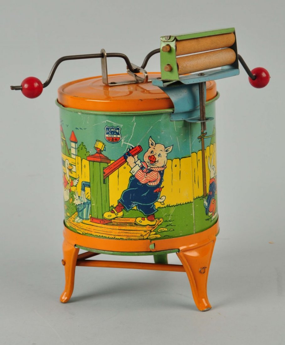 Chein 3 Little Pigs Washing Machine.: Just a few small scratches here and there. Condition (Excellent). Size 9 -1/4" T.