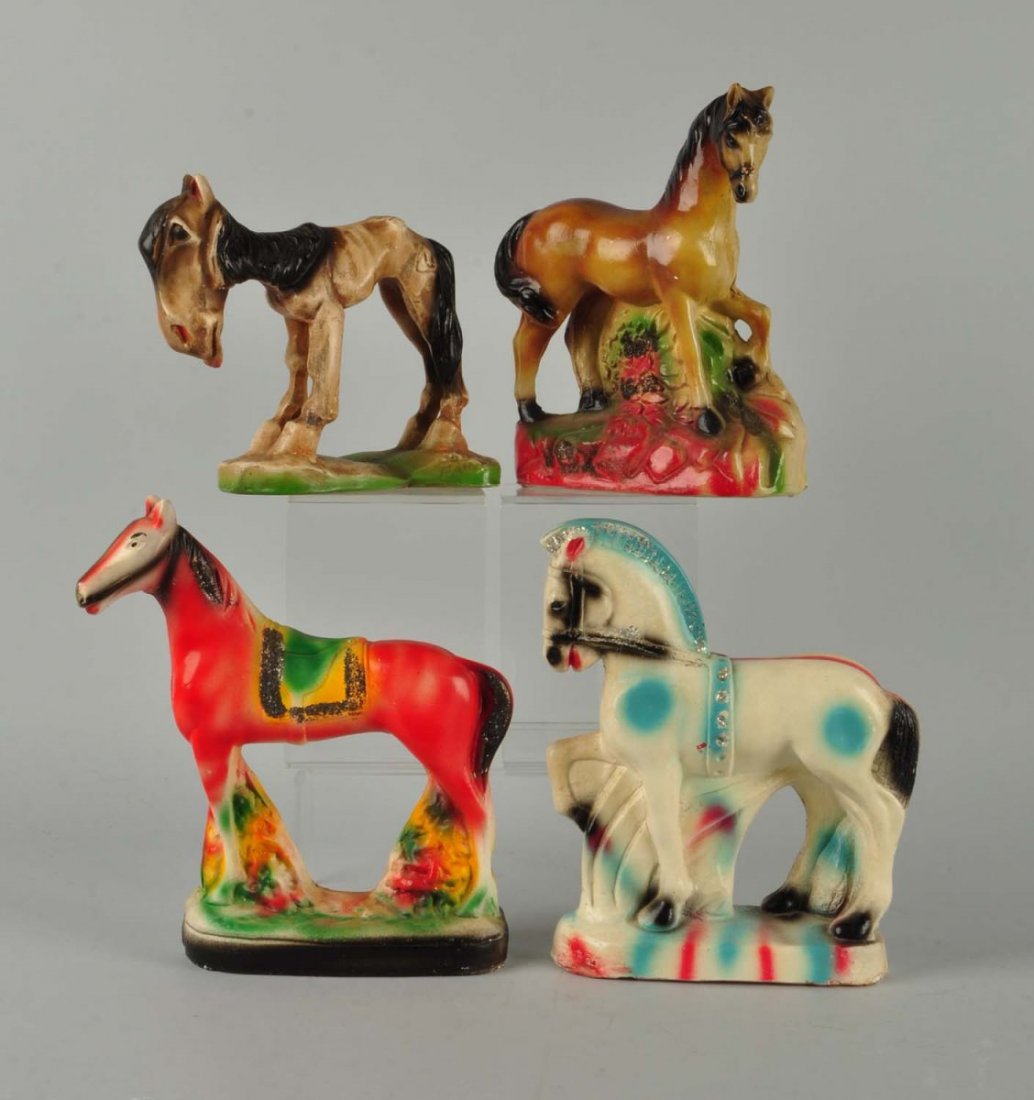 Lot Of 4: Horse Chalk Figures. (1 of 2)