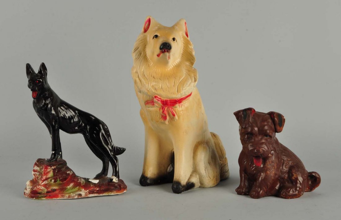 Lot of 3: Dog Chalk Figures. (1 of 2)