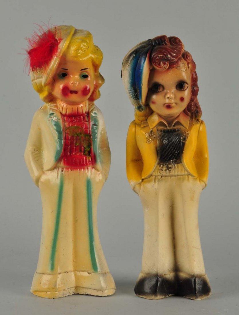 Lot Of 2: Tomboy Girl Chalk Figures. (1 of 1)