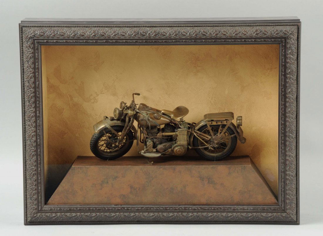 Model Motorcycle in Shadow Box. (1 of 1)
