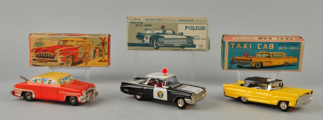 Lot Of 3: Japanese Tin Litho Friction Cars. (1 of 1)