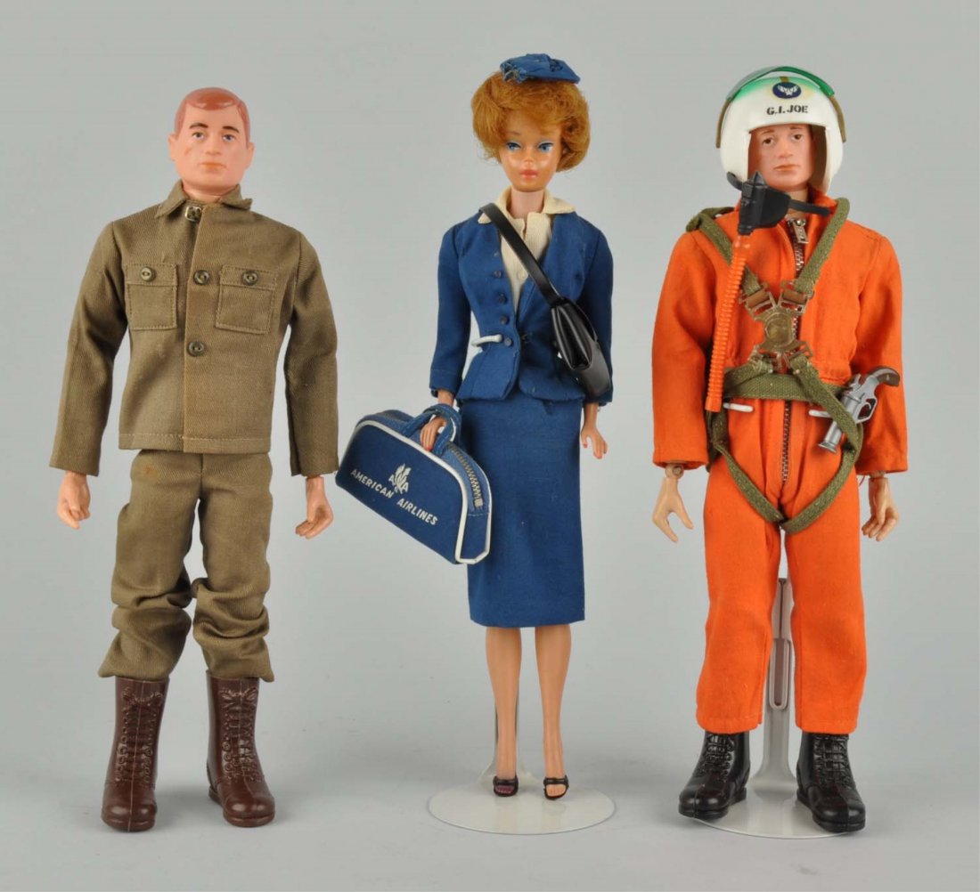 Lot Of 3: G.I Joe Related Doll Figures.: Includes a G. I Joe pilot, a flight attendant, and a G. I. Joe Army figure. Condition (Very Good - Excellent).