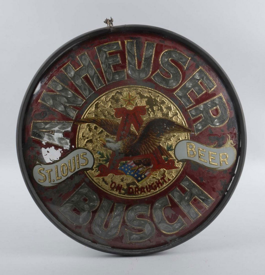 Anheuser-BuschBeer Reverse Painting On Glass Sign. (1 of 1)