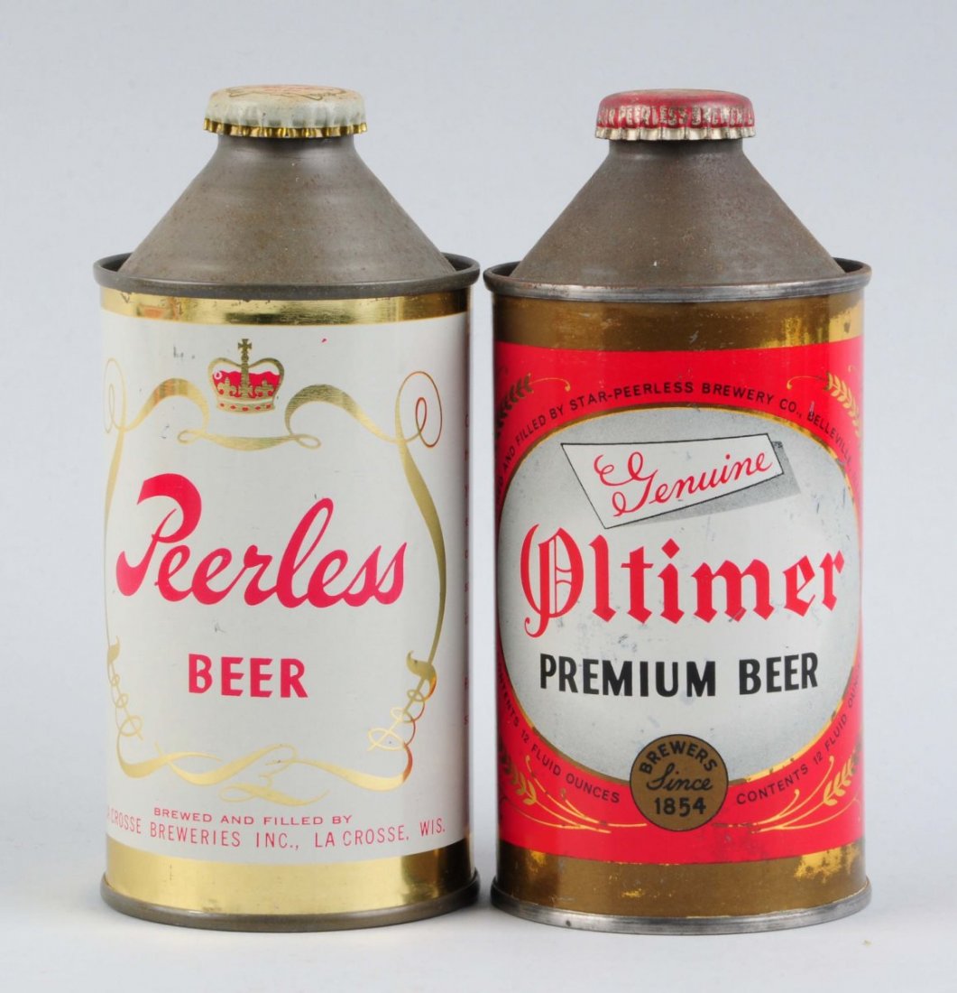 Lot Of 2: Oltimer & Peerless Beer Cone Top Cans. (1 of 2)