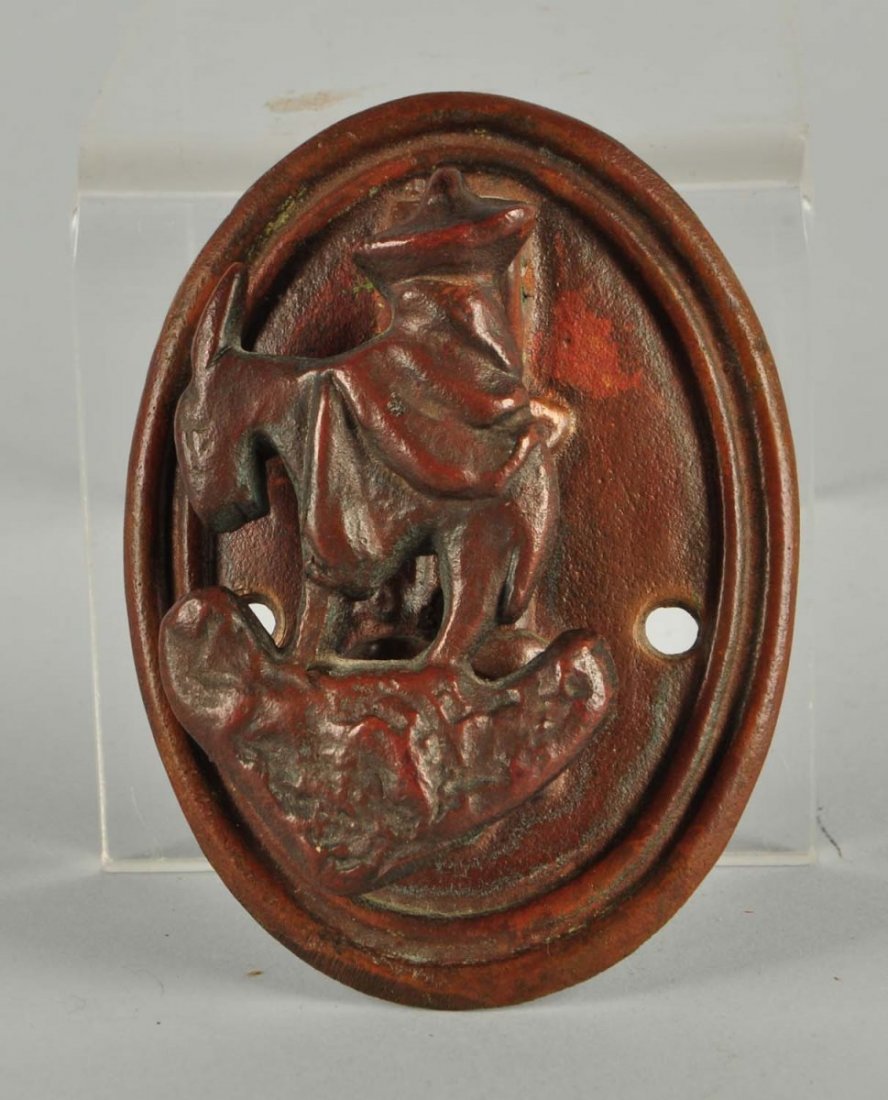 Cast Iron Mexican on Donkey Door Knocker.: Rare. Condition (Excellent). Size 3-3/4'' L.