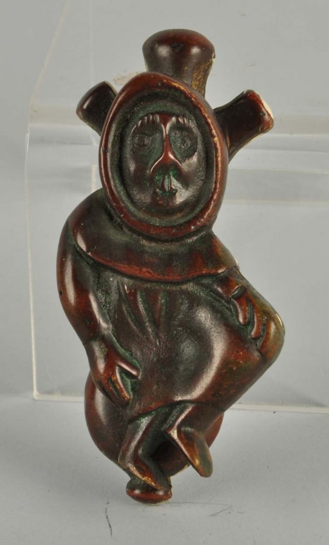 Cast Bell Brass Eskimo Door Knocker.: Condition (Excellent). Size 4-1/2'' L.