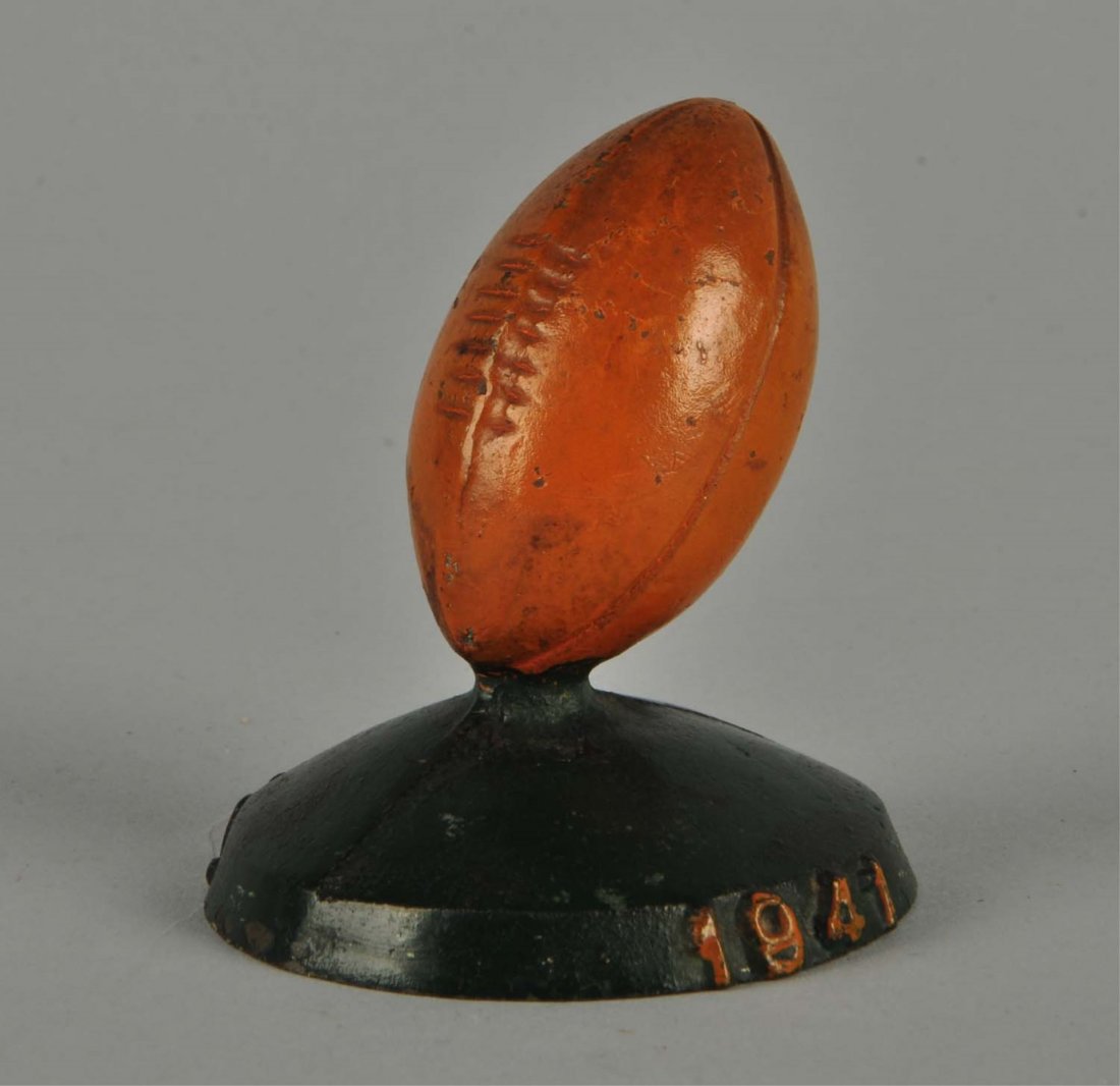 Cast Iron Football on Base Advertising Paperweight (1 of 2)