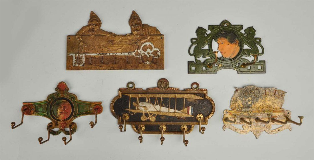 Lot Of 5: Cast Iron Tie Racks and Key Rack. (1 of 1)