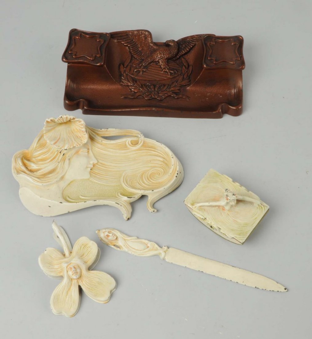 Lot Of 5: Assorted Cast Iron Desk Accessories. (1 of 1)