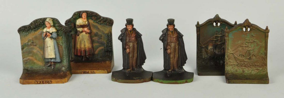 Lot Of 6: Cast Iron Bradley & Hubbard Bookends. (1 of 1)