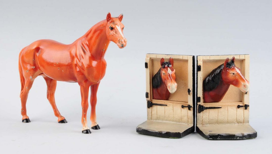 Cast Iron Assorted Horse Doorstop & Bookends. (1 of 2)
