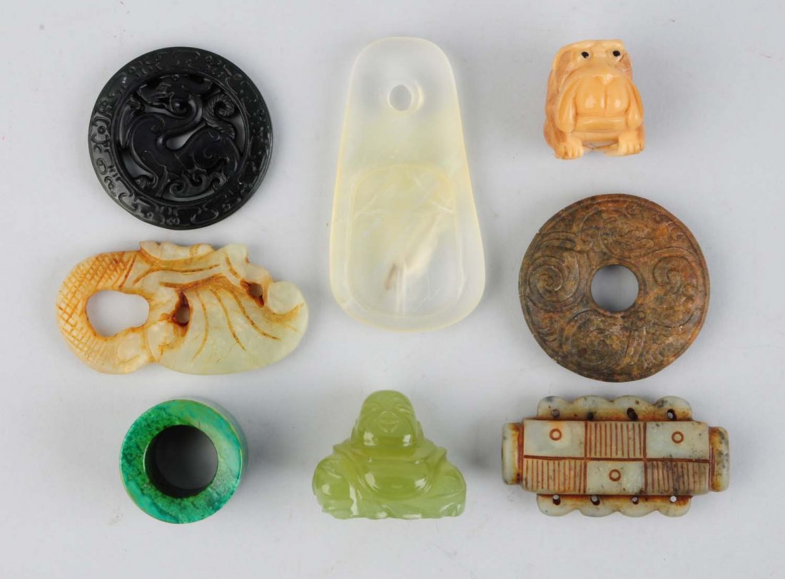 Lot Of 8: Oriental Carved Items. (1 of 1)