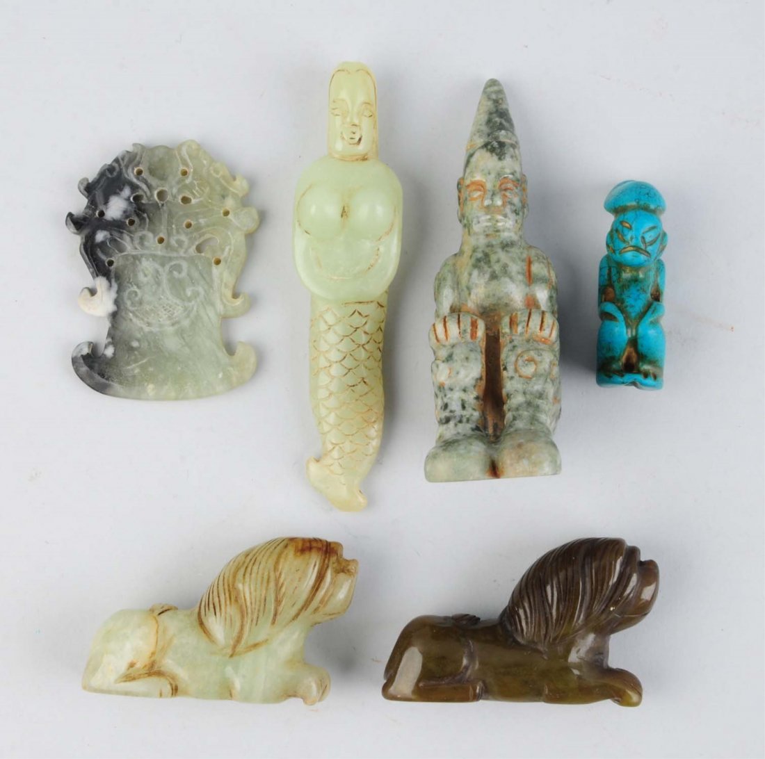 Lot Of 6: Assorted Oriental Carved Pieces. (1 of 1)