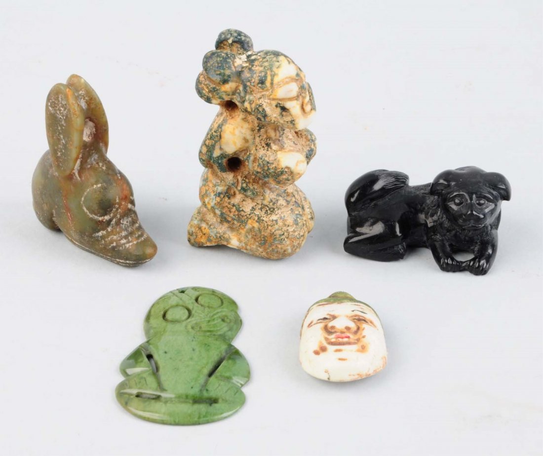 Lot Of 5: Oriental Soapstone Figures. (1 of 2)