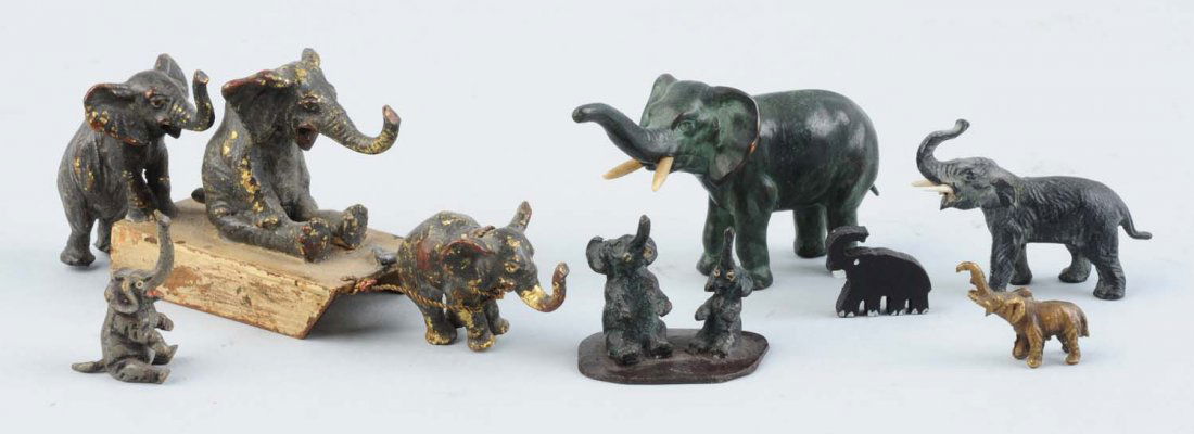 Lot Of 7 Vienna Mini Bronze Elephants Figures. (1 of 1)